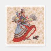 Ouderwetse kerstinkopen servet (Voorkant)