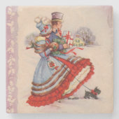 Ouderwetse kerstinkopen stenen onderzetter (Voorkant)