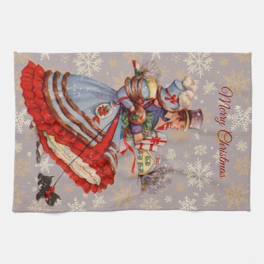 Ouderwetse kerstinkopen theedoek (Horizontaal)