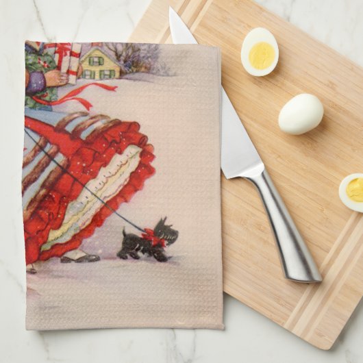 Ouderwetse kerstinkopen theedoek (Quarter Fold)