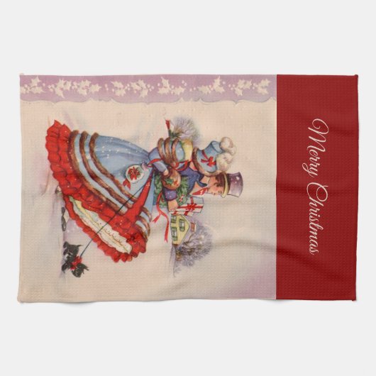 Ouderwetse kerstinkopen theedoek (Horizontaal)