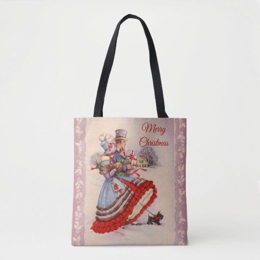 Ouderwetse kerstinkopen tote bag (Voorkant)