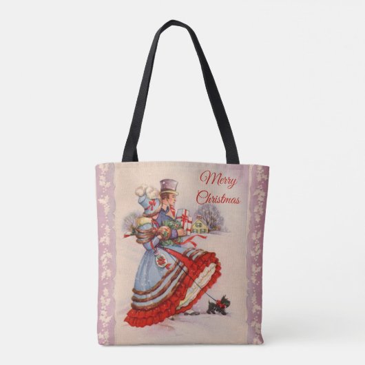 Ouderwetse kerstinkopen tote bag (Achterkant)
