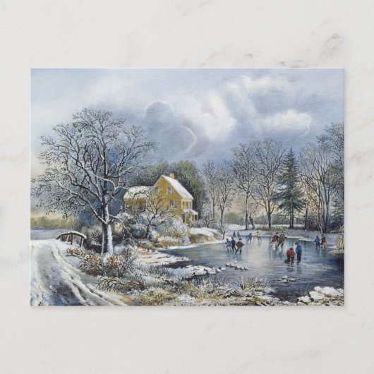 Ouderwetse Kerstkaart Feestdagenkaart (Voorkant)