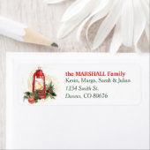 Ouderwetse kerstlantaarn retouradres etiket (Insitu)