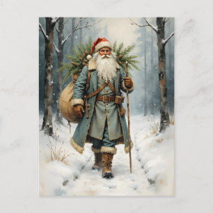 Ouderwetse Kerstman Bos Kerstmis Briefkaart