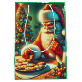Ouderwetse kerstman en kerstkoekjes medium cadeauzakje (Voorkant)