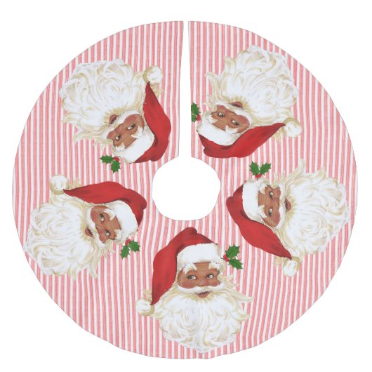 Ouderwetse Kerstman Gestreepte Polyester Geborstel Kerstboom Rok (Voorkant)