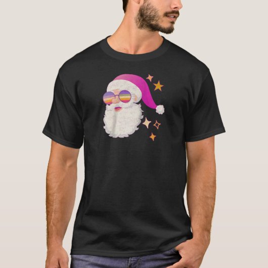 Ouderwetse Kerstman Gezicht Roze Christus T-shirt (Voorkant)