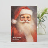 Ouderwetse Kerstman glimlachend rood pet Feestdagenkaart (Staand voorkant)