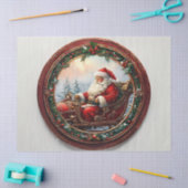 Ouderwetse Kerstman in Decoratief Lijst Decoupage Tissuepapier (Craft)