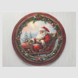 Ouderwetse Kerstman in decoratieve lijst Decoupage Tissuepapier