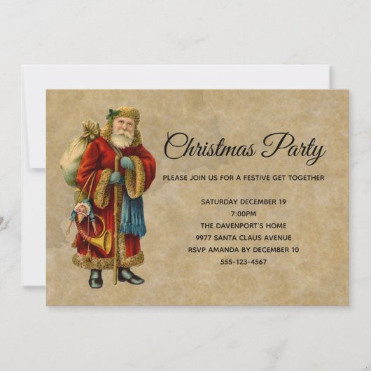 Ouderwetse Kerstman Kerstfeest Kaart (Voorkant)