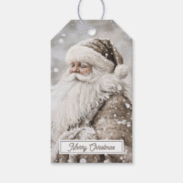 Ouderwetse Kerstman Prettig Kerstfeest Cadeaulabel