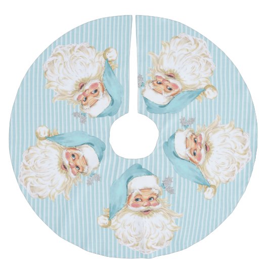 Ouderwetse Kerstman Turquoise Streep Kerstboom Rok (Voorkant)