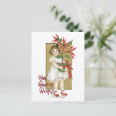 Ouderwetse Kerstmis, de Poinsettia van de holding Feestdagenkaart (Staand voorkant)