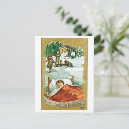 Ouderwetse Kerstmis, Droom Feestdagenkaart (Staand voorkant)