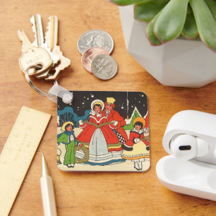 Ouderwetse Kerstmis, een Familie die Kerstliederen Sleutelhanger