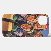 Ouderwetse Kerstmis, Gelukkige Familie Sledevaren Case-Mate iPhone Case (Achterkant (horizontaal))