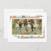 Ouderwetse Kerstmis, het Schaatsen piste Feestdagenkaart (Voorkant / Achterkant)