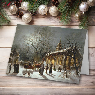 Ouderwetse Kerstmis Kerkaart Feestdagen Kaart