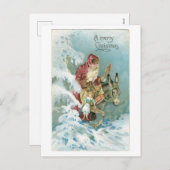 Ouderwetse Kerstmis, Kerstman Feestdagenkaart (Voorkant / Achterkant)