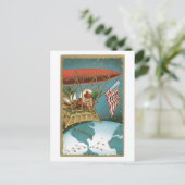 Ouderwetse Kerstmis, Kerstman krijgt op een Feestdagenkaart (Staand voorkant)