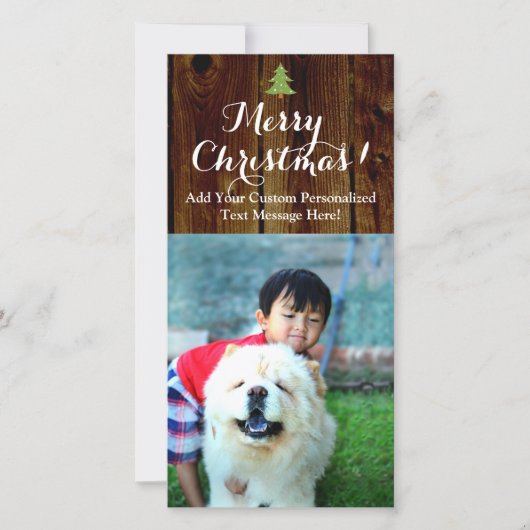 Ouderwetse Kerstmis Landelijke Planken Verticaal Feestdagenkaart (Voorkant)