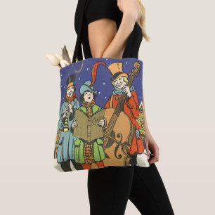 Ouderwetse Kerstmis, muzikanten die kerstliederen Tote Bag