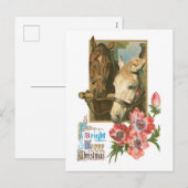 Ouderwetse Kerstmis, Paarden Feestdagenkaart (Voorkant / Achterkant)