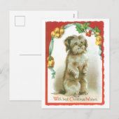 Ouderwetse Kerstmis, Puppy Feestdagenkaart (Voorkant / Achterkant)