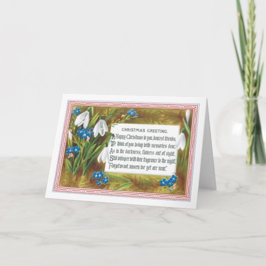Ouderwetse Kerstmis, Sneeuwklokjes Feestdagen Kaart (Voorkant)