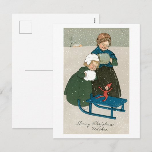 Ouderwetse Kerstmis, Zusters Feestdagenkaart (Voorkant / Achterkant)