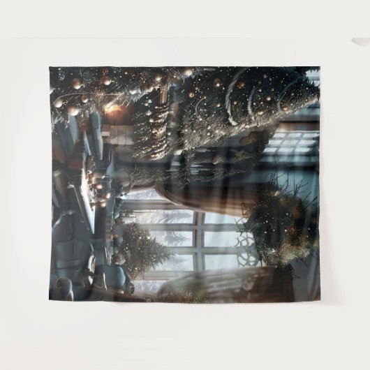 Ouderwetse Kerstmisscène Muurkunst Wandkleed (Voorkant (horizontaal))