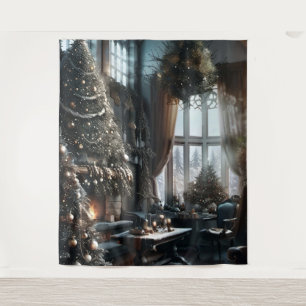 Ouderwetse Kerstmisscène Muurkunst Wandkleed