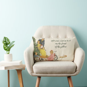 Ouderwetse kerstochtend, familie die cadeaus openm kussen