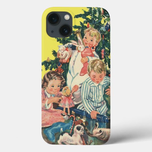 Ouderwetse kerstochtend, kinderen die cadeaus open Case-Mate iPhone case (Achterkant)