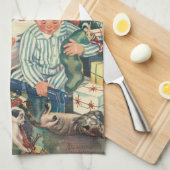 Ouderwetse kerstochtend, kinderen die cadeaus open theedoek (Quarter Fold)
