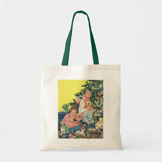 Ouderwetse kerstochtend, kinderen die cadeaus open tote bag (Voorkant)