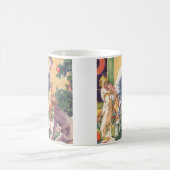 Ouderwetse kerstochtend, kinderen met cadeaus koffiemok (Center)