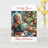 Ouderwetse kerstochtend nostalgie kaart (Gele Bloem)