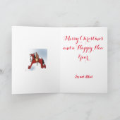 Ouderwetse Kerstscène Victoriaans Huis Sneeuw Kaart (Binnen)