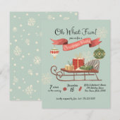 Ouderwetse kerstslee kaart (Voorkant / Achterkant)