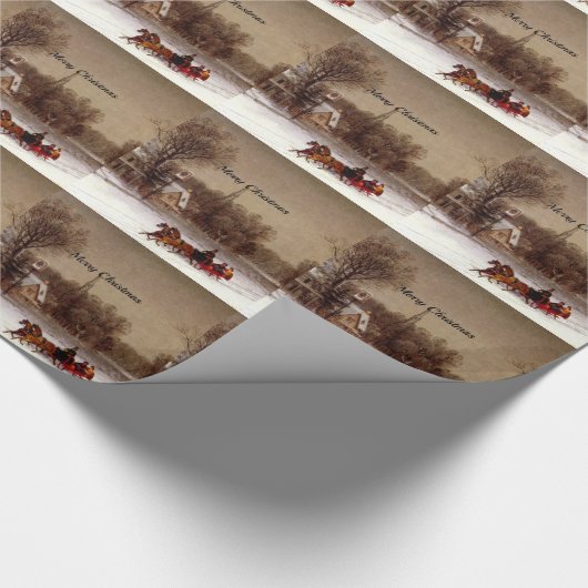 Ouderwetse Kerstslidenrit, Winterse Taferelen Cadeaupapier (Hoek)