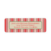 Ouderwetse kerststreep  roze & rood etiket (Voorkant)