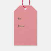 Ouderwetse kerststrepen roze rood groen cadeaulabel (Achterkant)