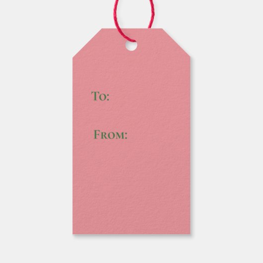 Ouderwetse kerststrepen roze rood groen cadeaulabel (Achterkant)