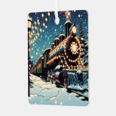 Ouderwetse kersttrein metalen ornament (Voorkant links)