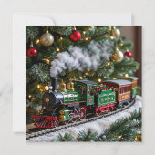 Ouderwetse kersttrein onder de boom kaart (Voorkant)