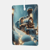 Ouderwetse kersttrein Winter Wonderland Metalen Ornament (Voorkant links)